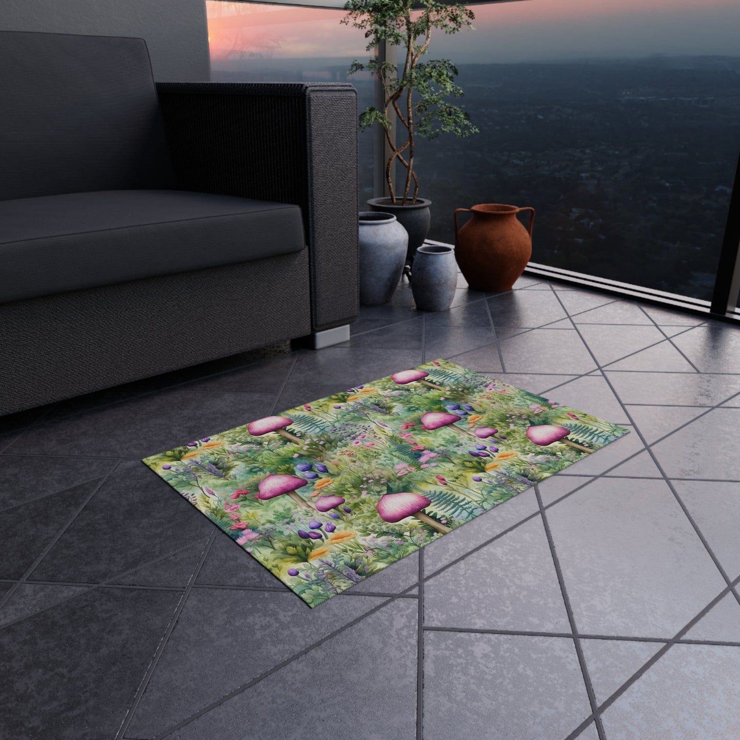 Cute Cottagecore Mushroom Rug