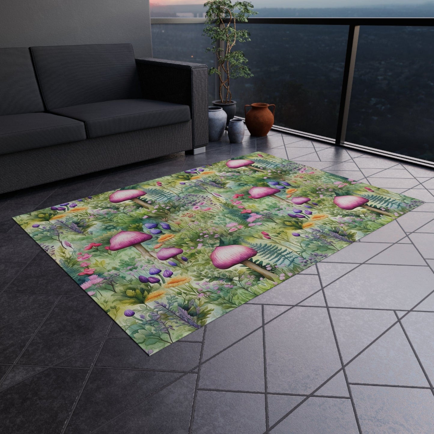 Cute Cottagecore Mushroom Rug