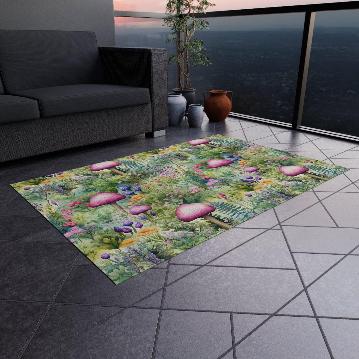 Cute Cottagecore Mushroom Rug
