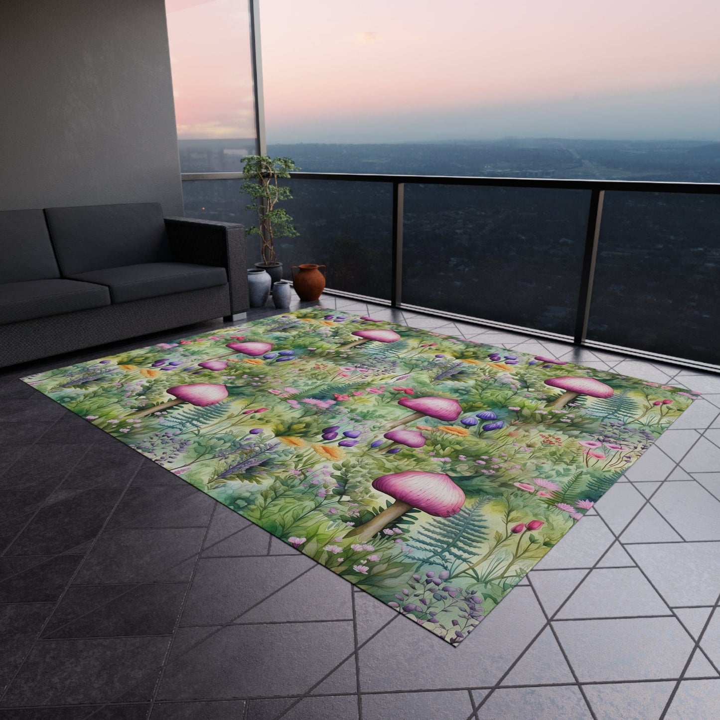 Cute Cottagecore Mushroom Rug