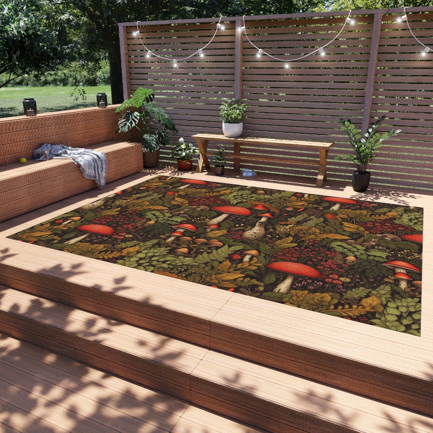 Red Cottagecore Mushroom Rug