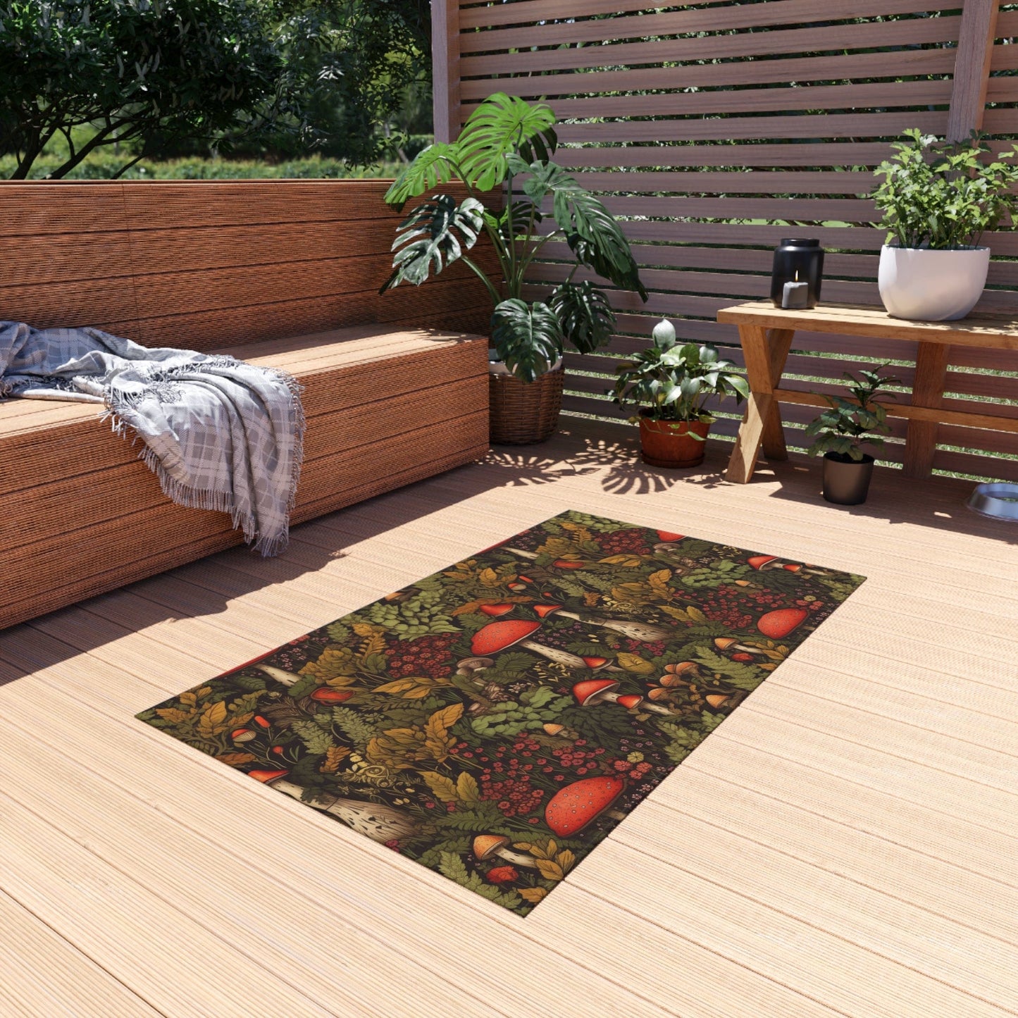 Red Cottagecore Mushroom Rug