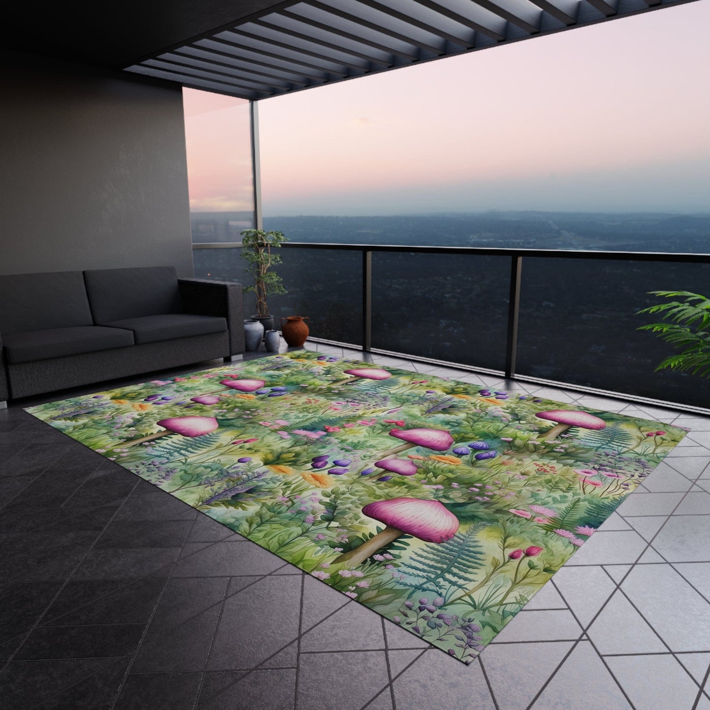 Cute Cottagecore Mushroom Rug