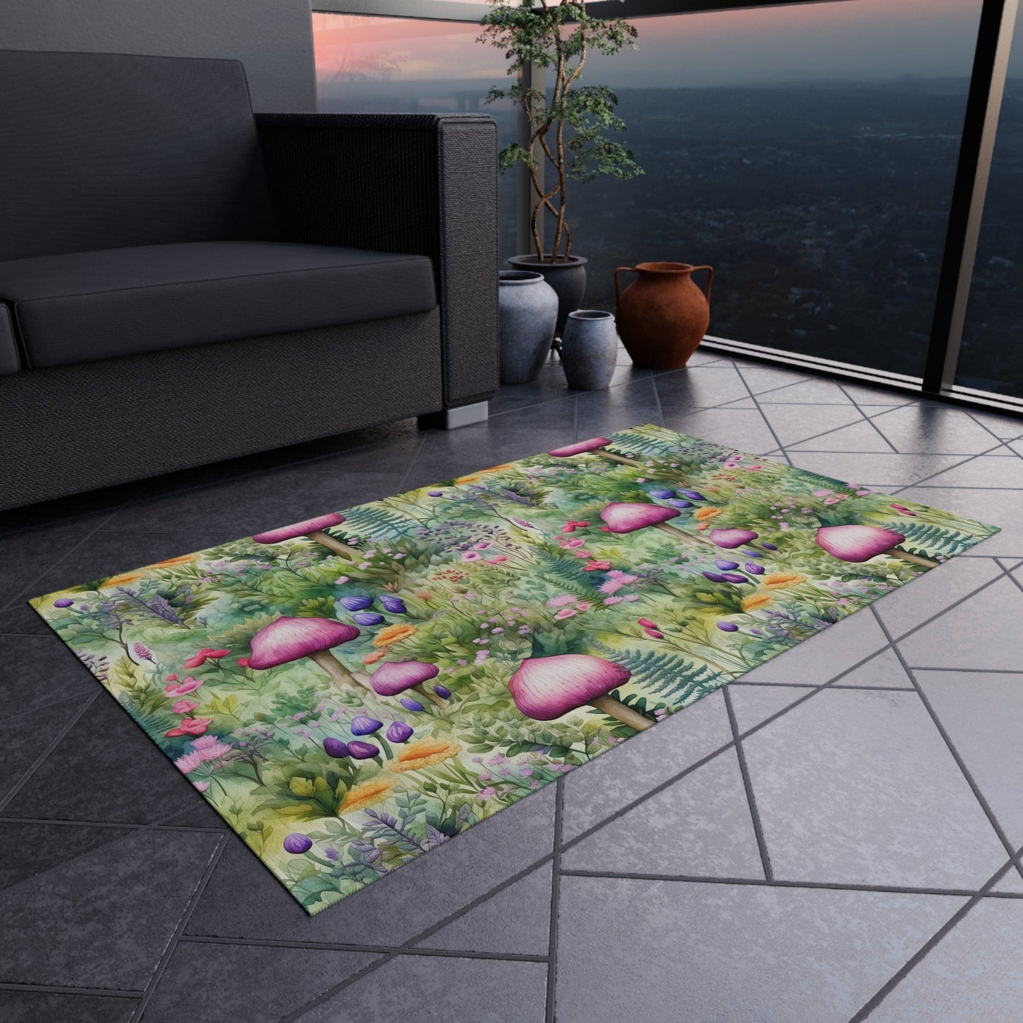 Cute Cottagecore Mushroom Rug
