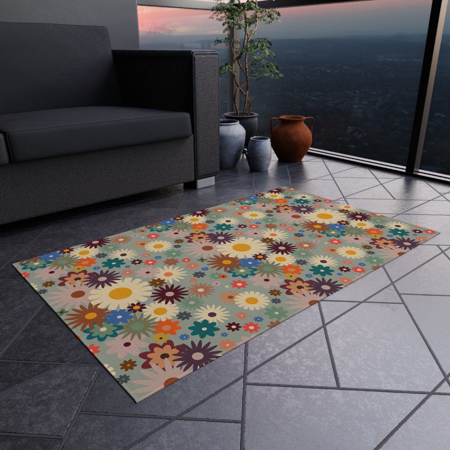 Hippie Daisy Floral Rug