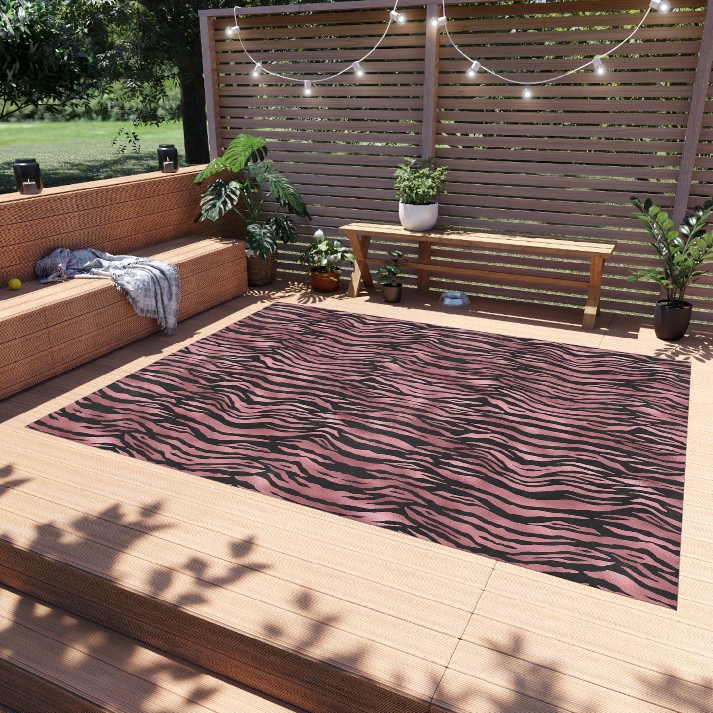 Pink Tiger Print Rug