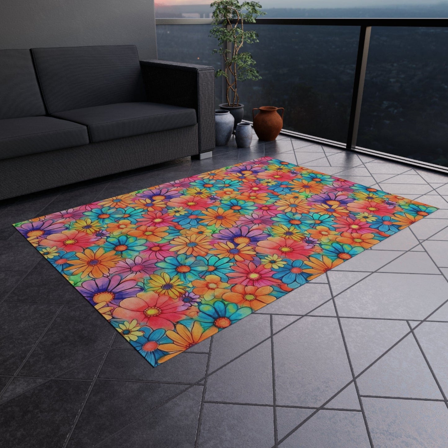 Colorful Flower Rug