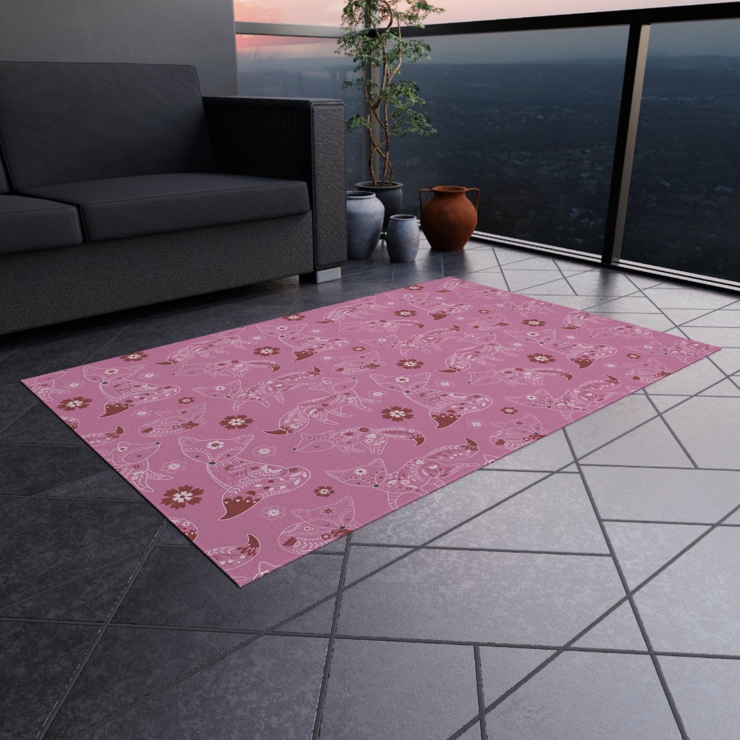 Pink Fox Nursery Rug