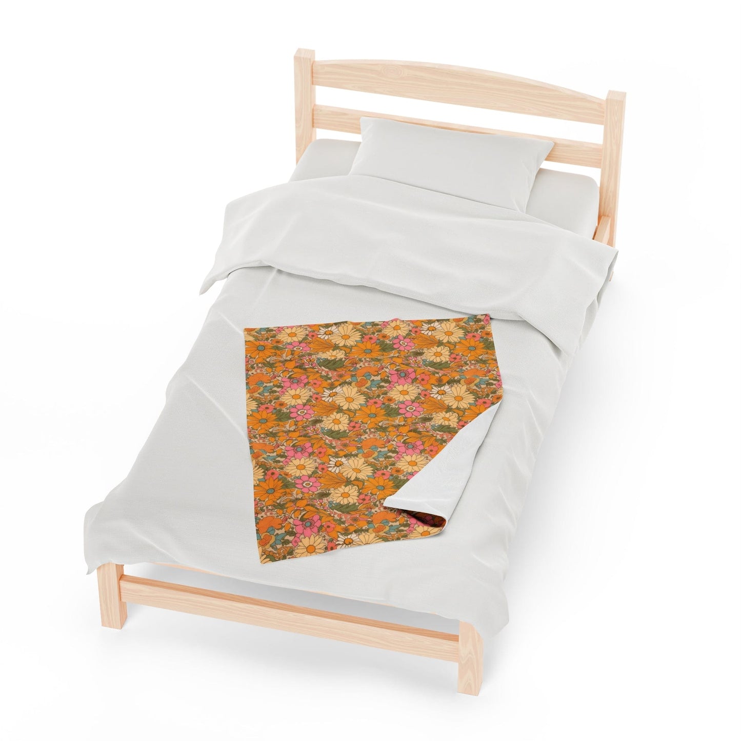 Orange Flower Hippie Throw Blanket