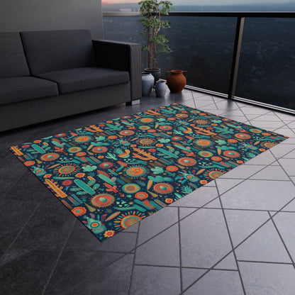 Colorful Southwestern Cactus Rug