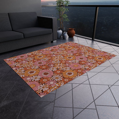 Pink Floral Groovy Rug