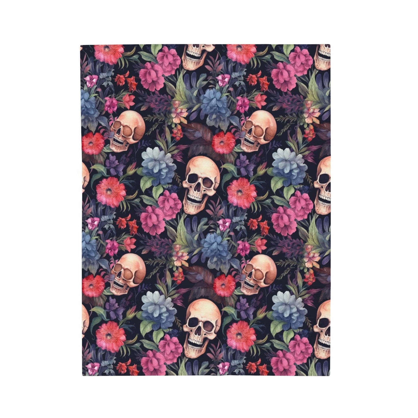 Skulls and Flowers Throw Blanket