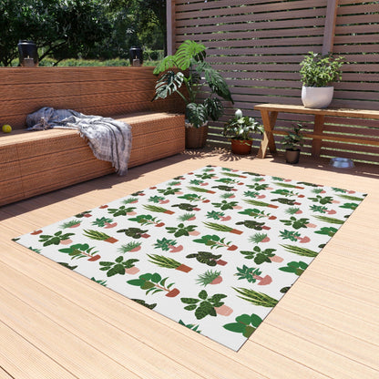 White Plant Rug