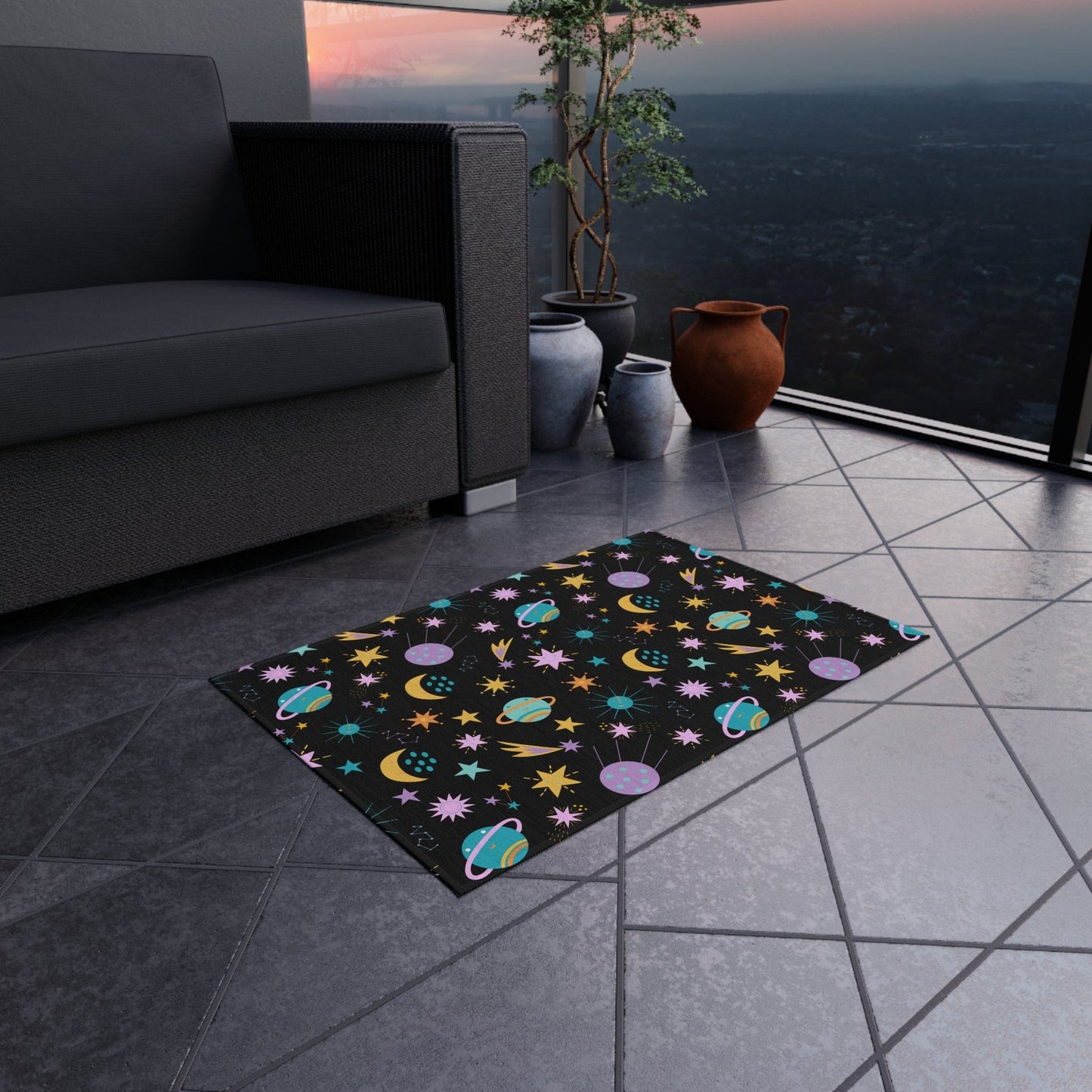 Cute Space Playroom Rug