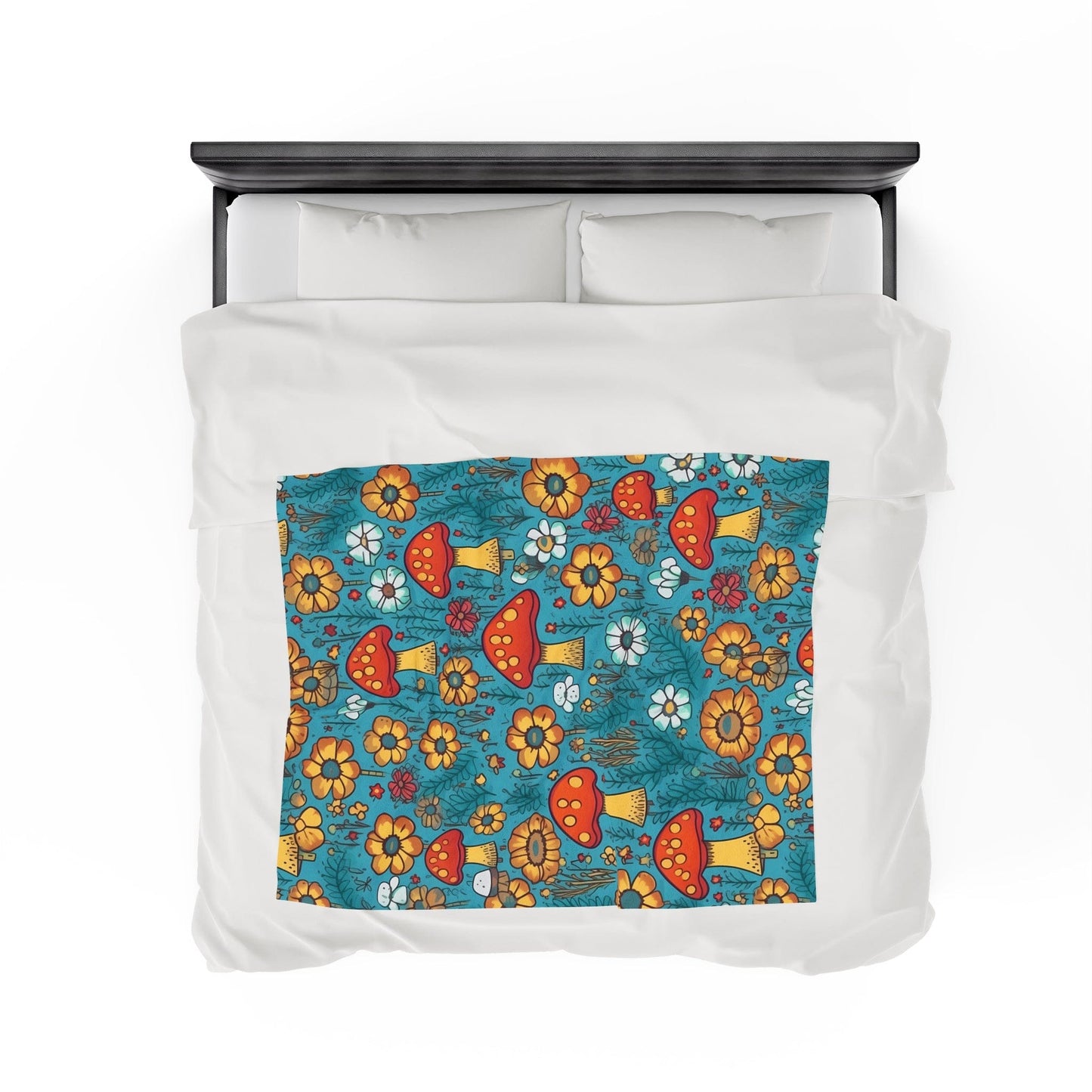 Cute Blue Mushroom Throw Blanket