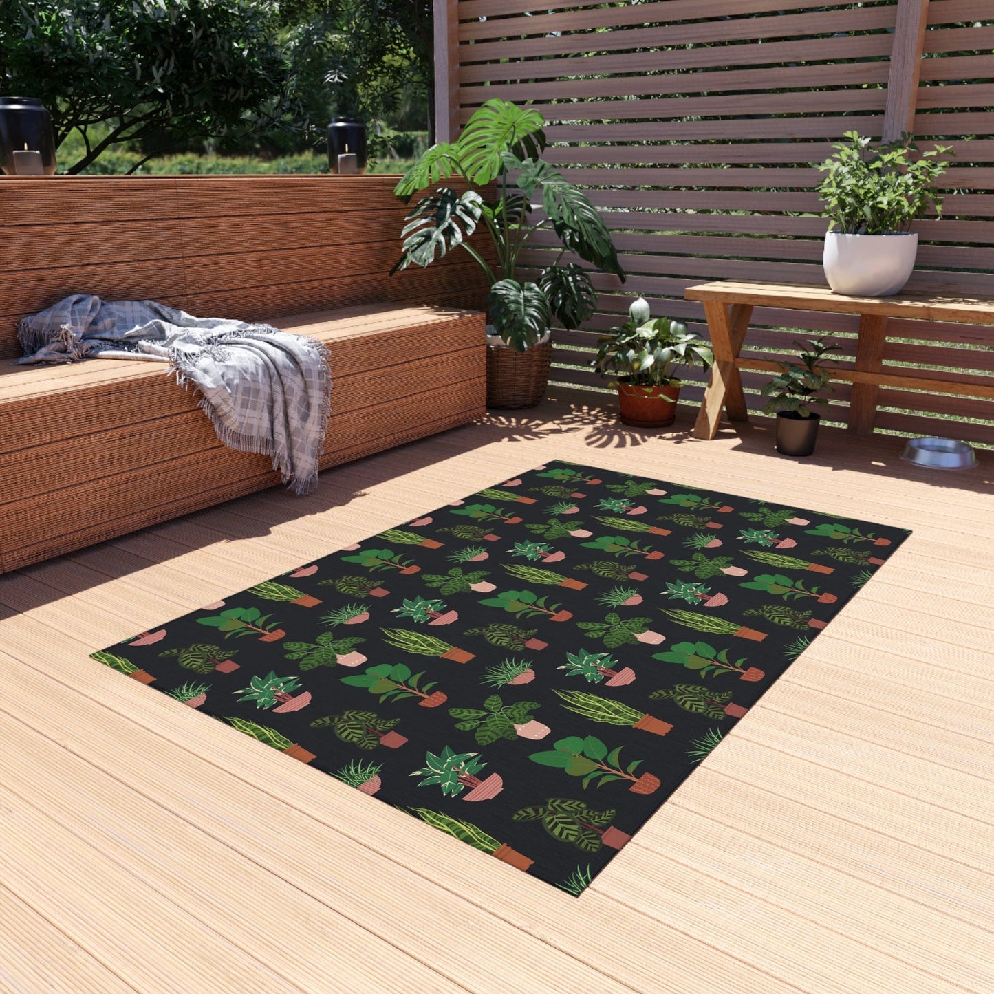 Black Plant Rug