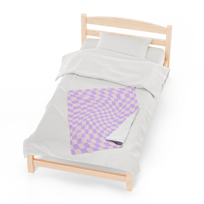 Retro Purple Checkered Throw Blanket