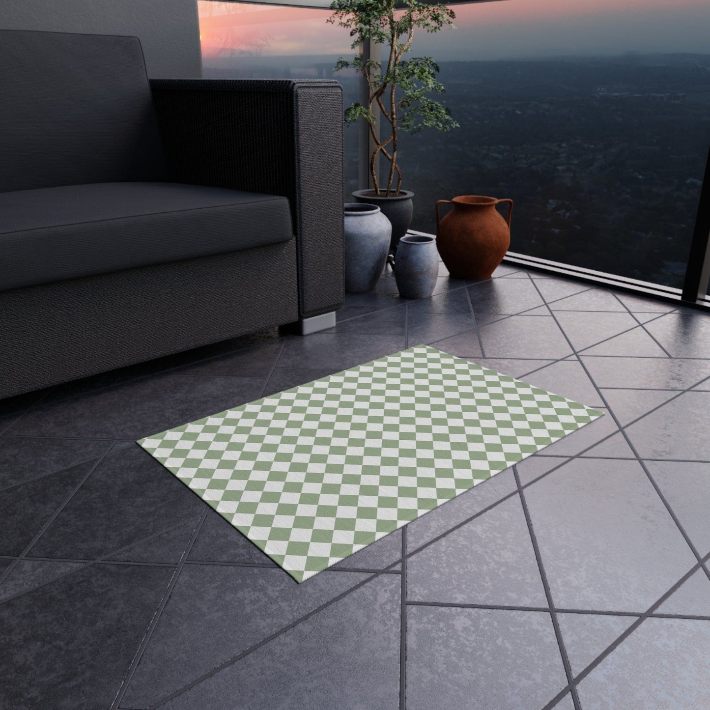 Green Checkered Rug