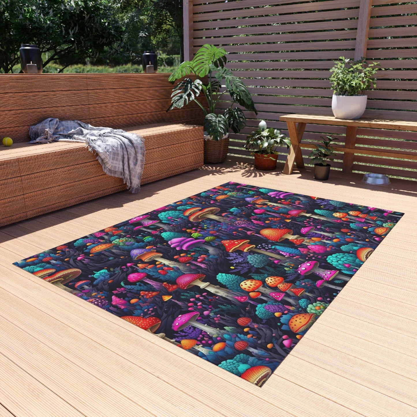 Colorful Trippy Mushroom Rug