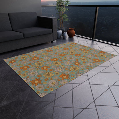 Blue Floral Hippie Rug