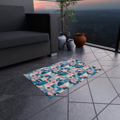 Blue and Pink Geometric Rug