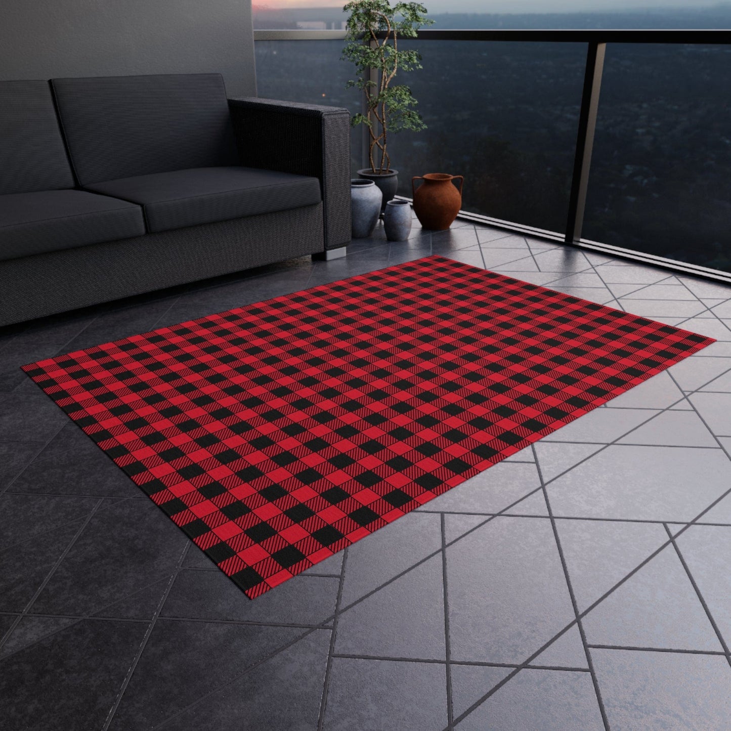 Red Plaid Rug