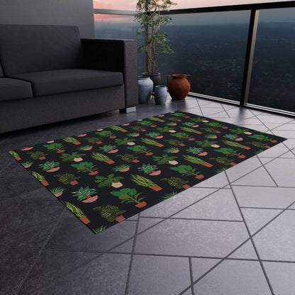 Black Plant Rug