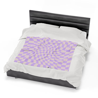 Retro Purple Checkered Throw Blanket