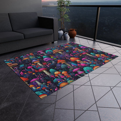 Colorful Trippy Mushroom Rug