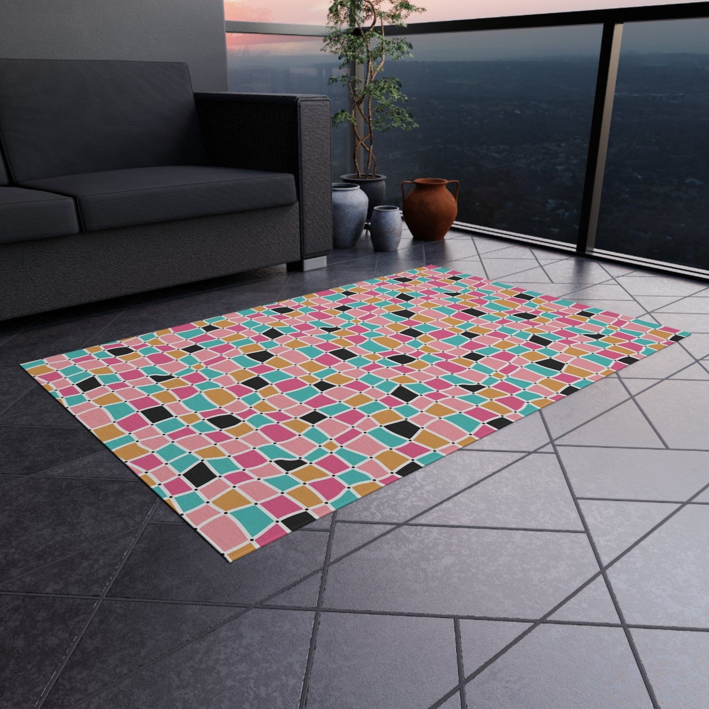 Retro Colorful Mosaic Rug