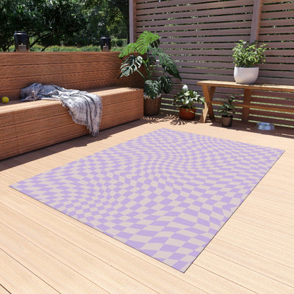 Groovy Purple Checkered Rug