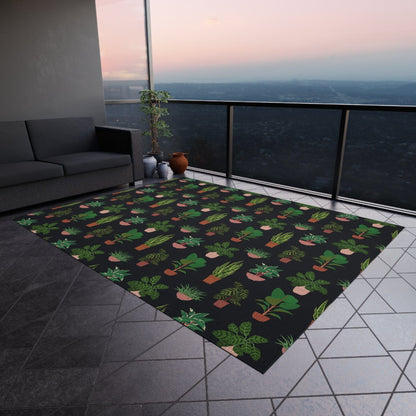 Black Plant Rug