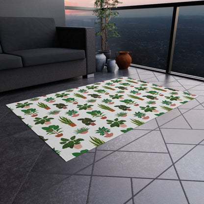 White Plant Rug