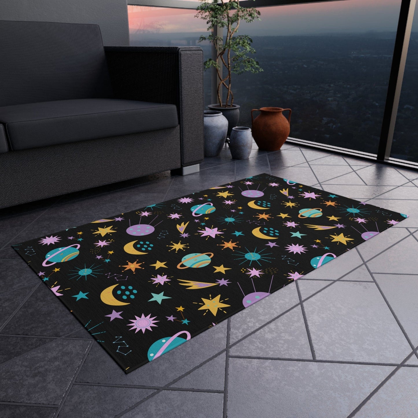 Cute Space Playroom Rug