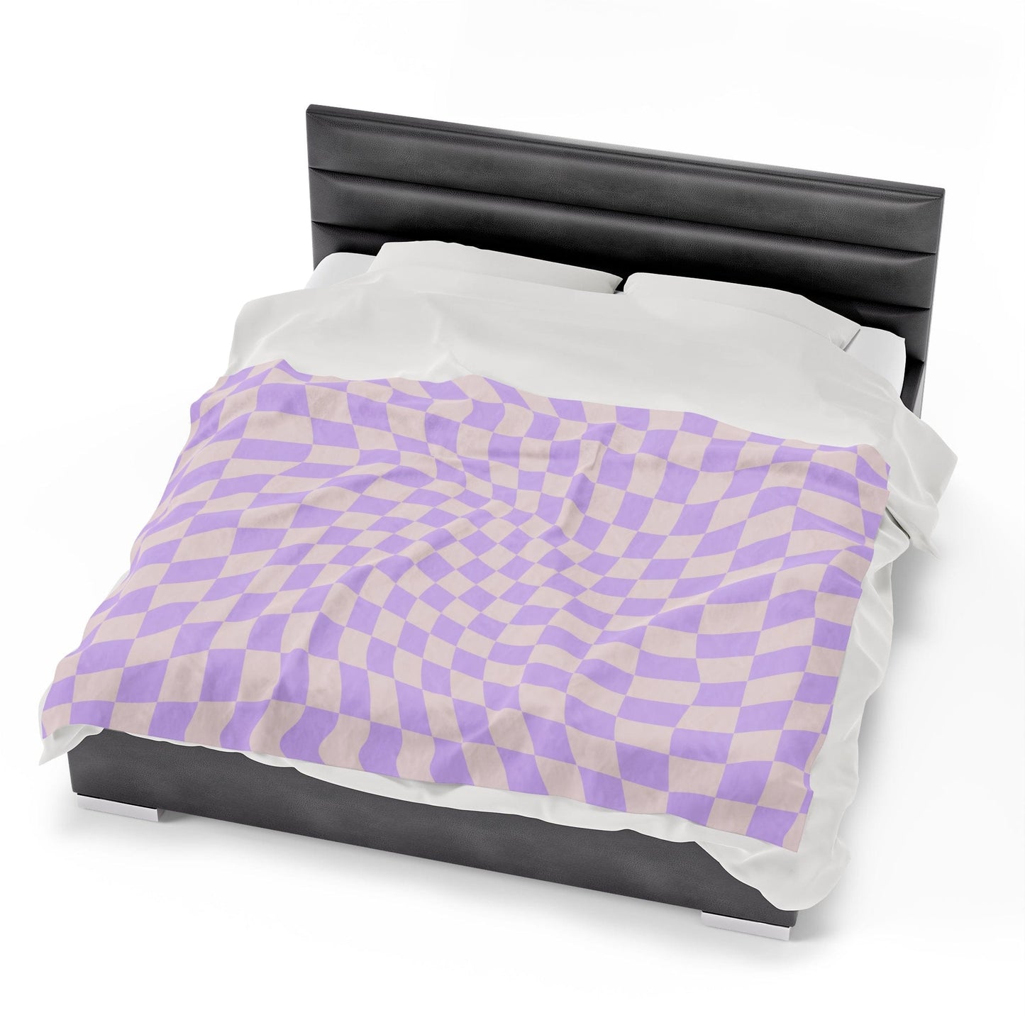 Retro Purple Checkered Throw Blanket