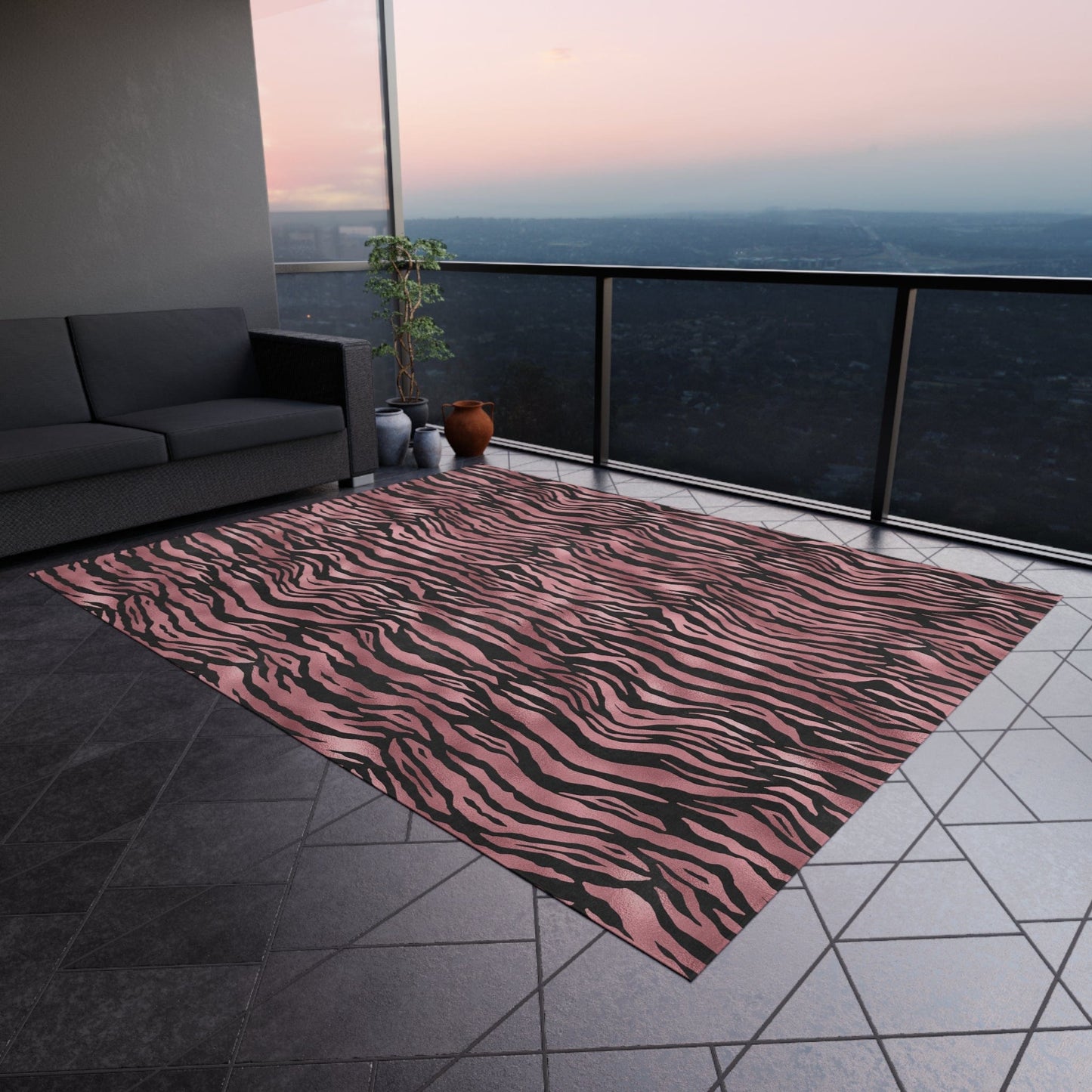 Pink Tiger Print Rug