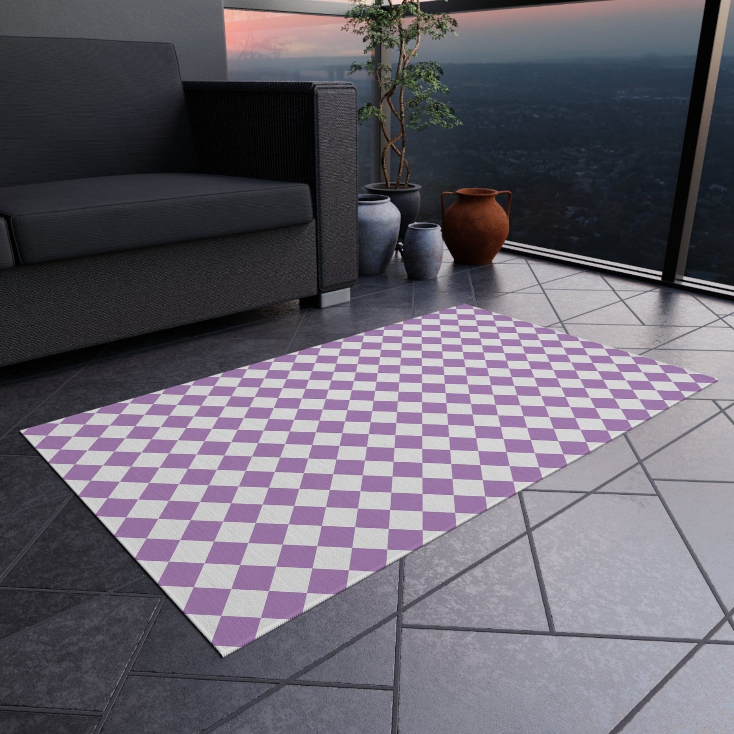 Purple Checkered Rug