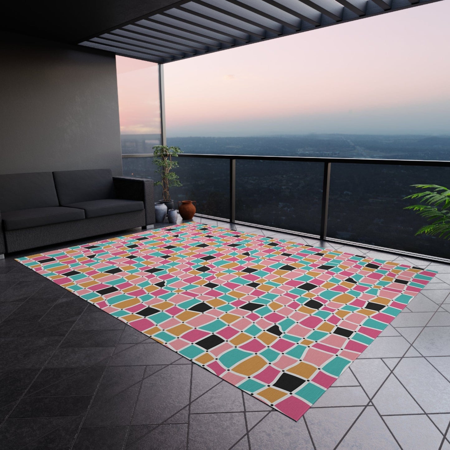 Retro Colorful Mosaic Rug