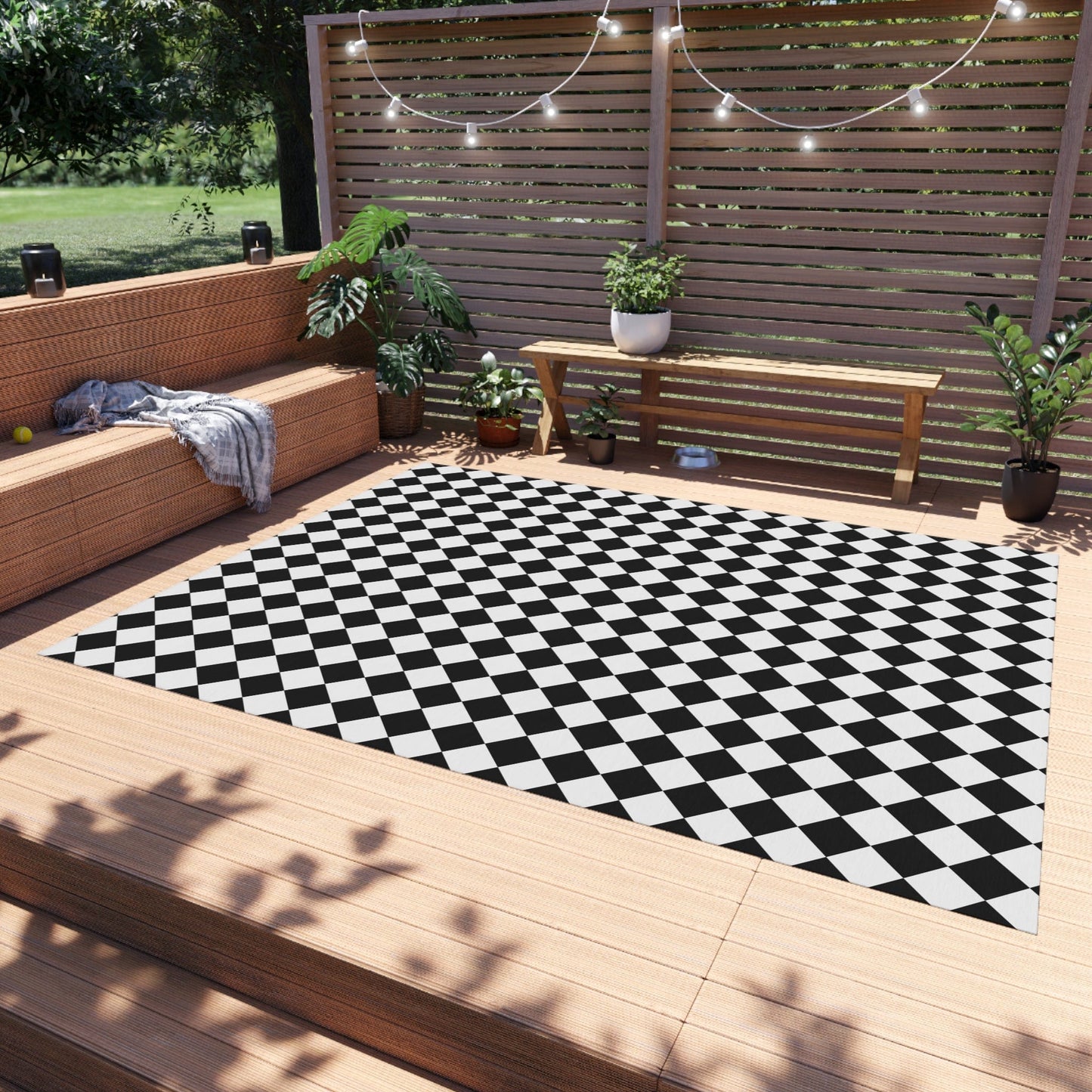 Black Checkered Rug