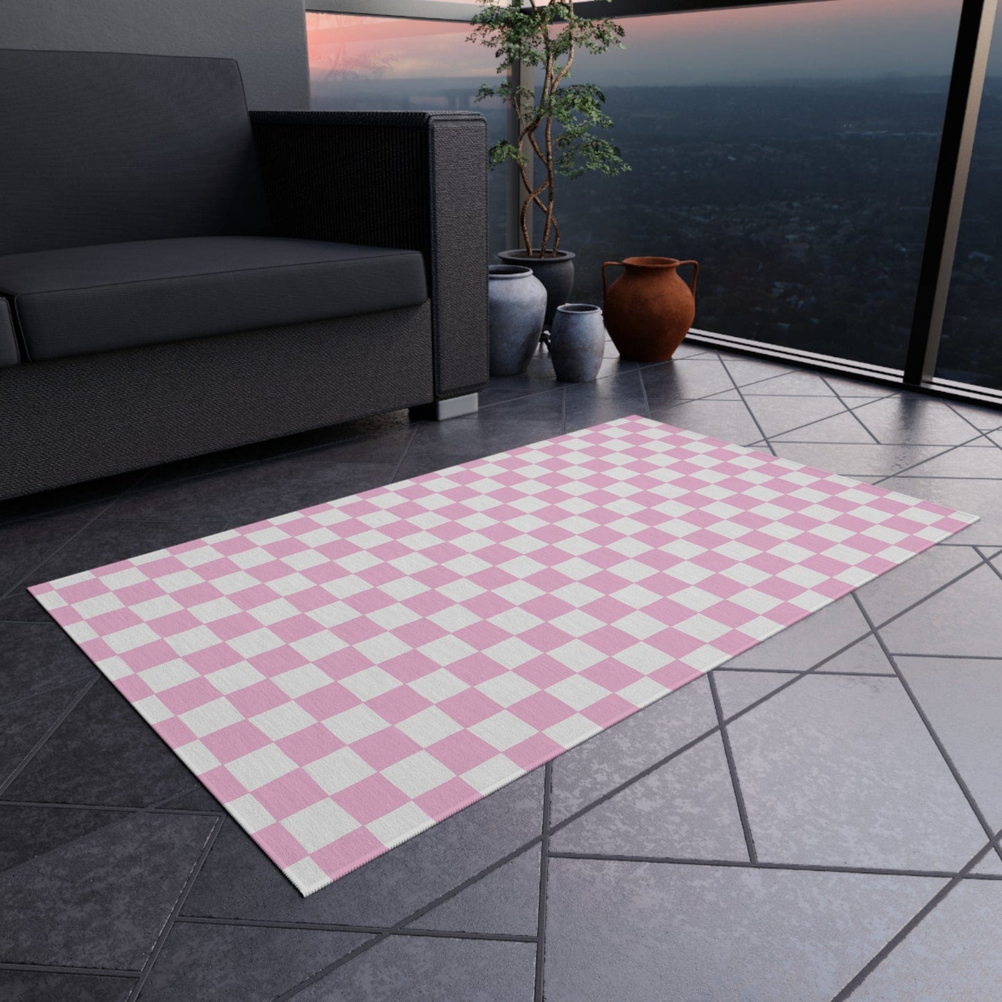 Pink Checkered Rug