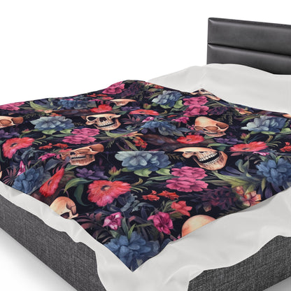 Skulls and Flowers Throw Blanket