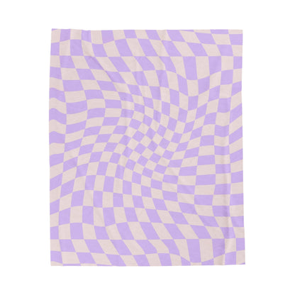 Retro Purple Checkered Throw Blanket