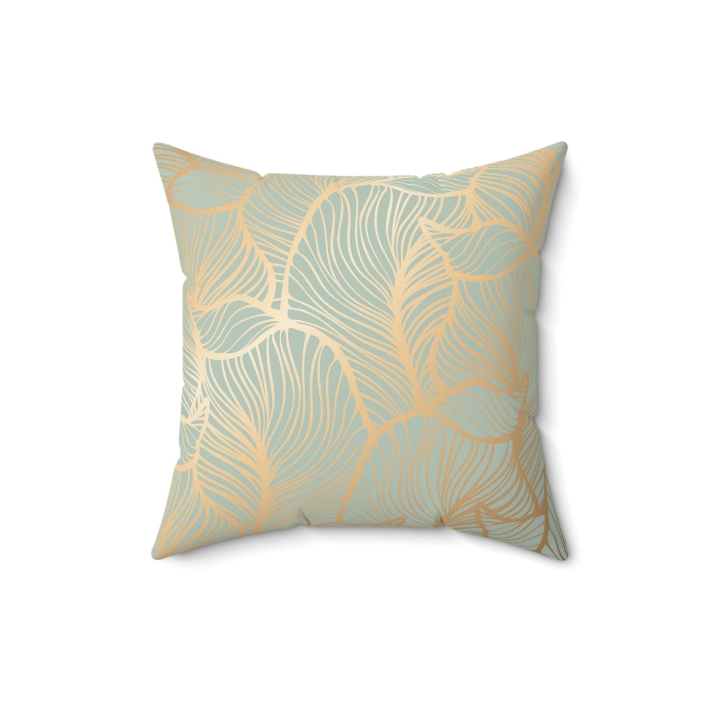 Sage Green Gold Leaf Pillow