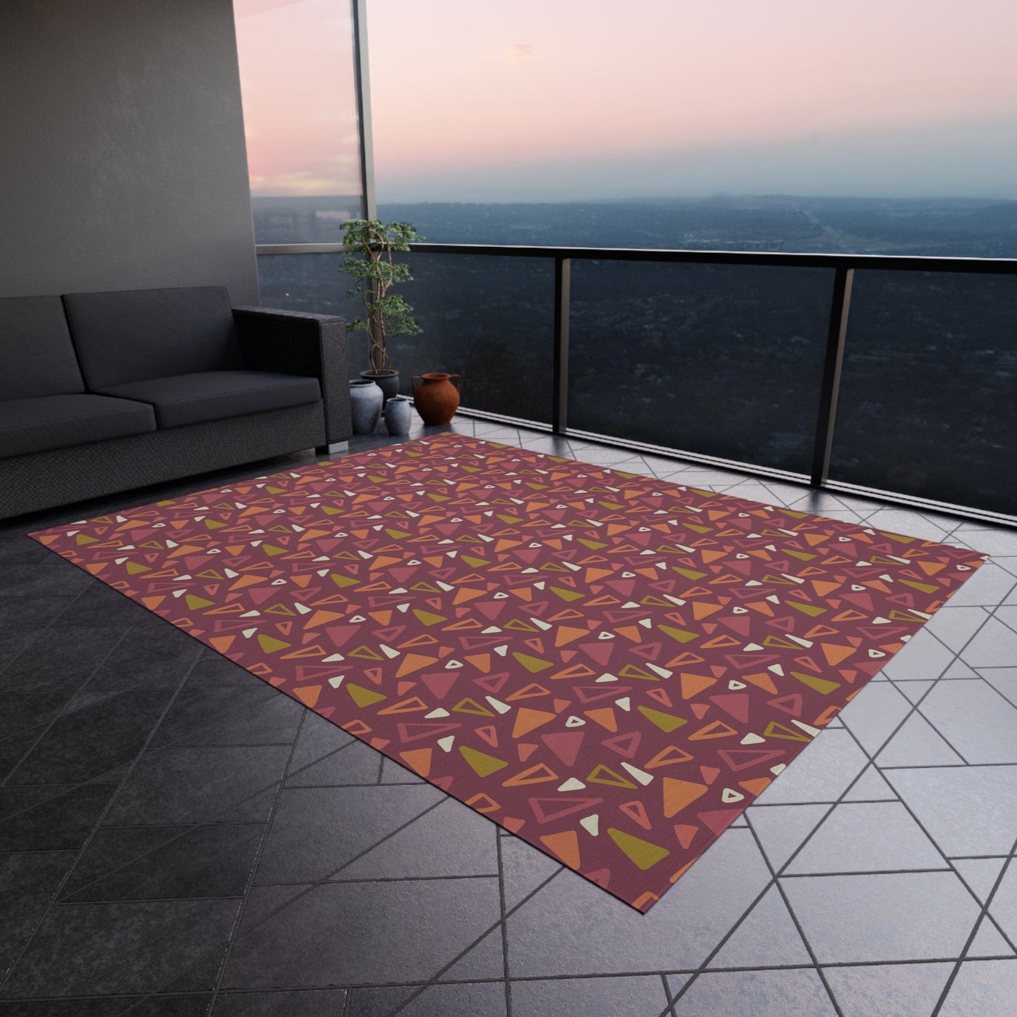 Maroon Geometric Rug