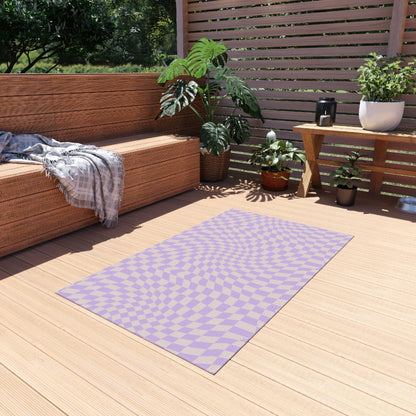 Groovy Purple Checkered Rug