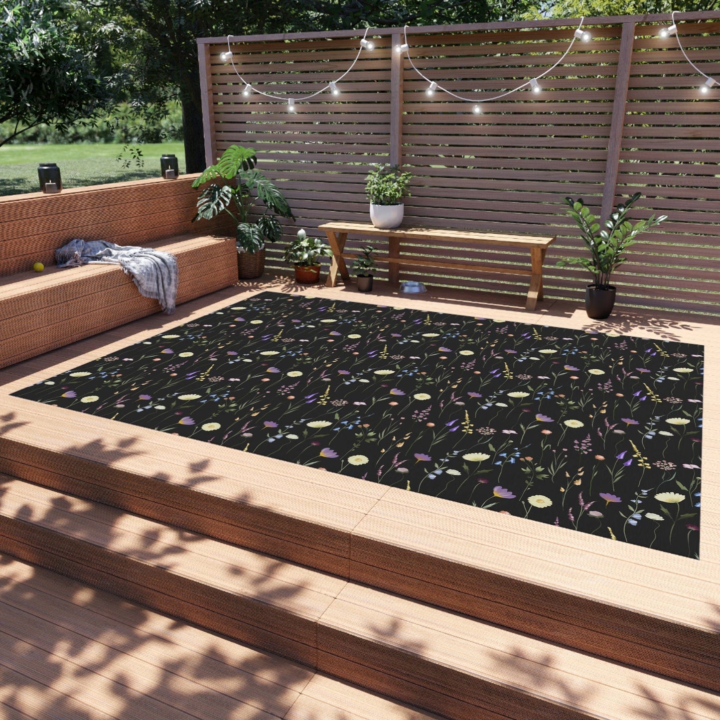 Colorful Dark Wildflower Rug