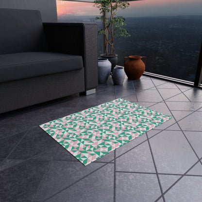 Green and Pink Geometric Rug