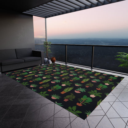 Black Plant Rug