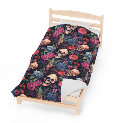 Skulls and Flowers Throw Blanket