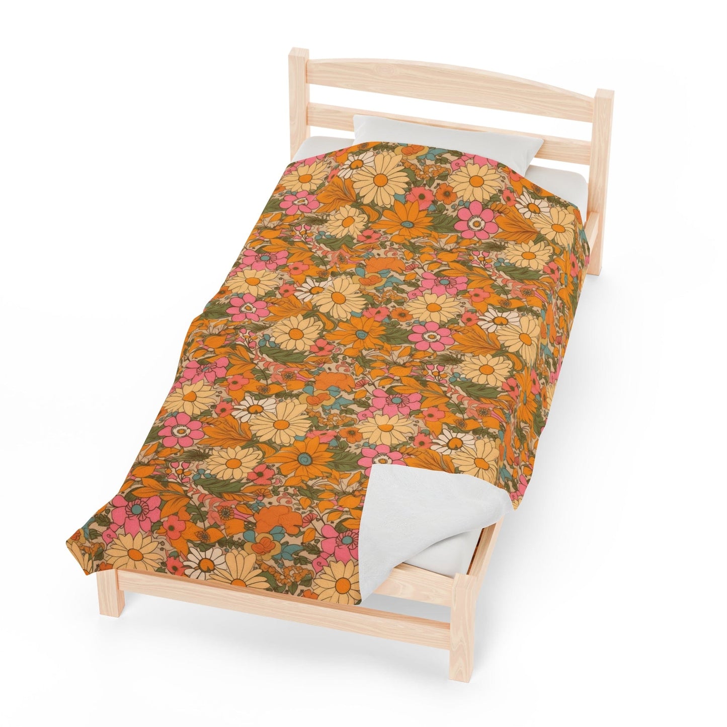 Orange Flower Hippie Throw Blanket